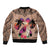 Polynesian Sleeve Zip Bomber Jacket Dog Lover With Shiba Inu - Sunset At The Beach Brown Ver LT7 - Polynesian Pride