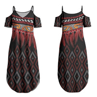Aotearoa Maori Ngapuhi Iwi Couples Matching Summer Maxi Dress and Hawaiian Shirt Korowai Tukutuku Kaokao Motifs