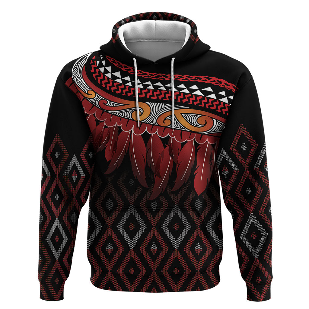 Aotearoa Maori Ngapuhi Iwi Hoodie Korowai Tukutuku Kaokao Motifs LT7 Pullover Hoodie Black - Polynesian Pride