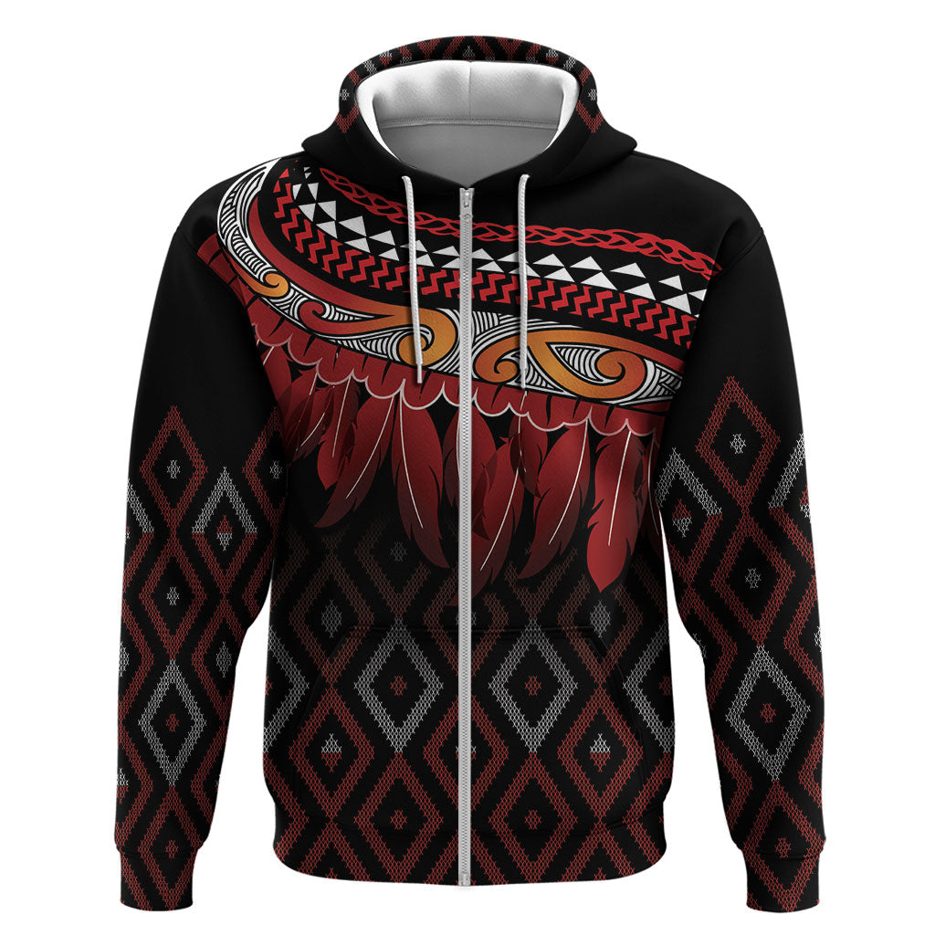Aotearoa Maori Ngapuhi Iwi Hoodie Korowai Tukutuku Kaokao Motifs