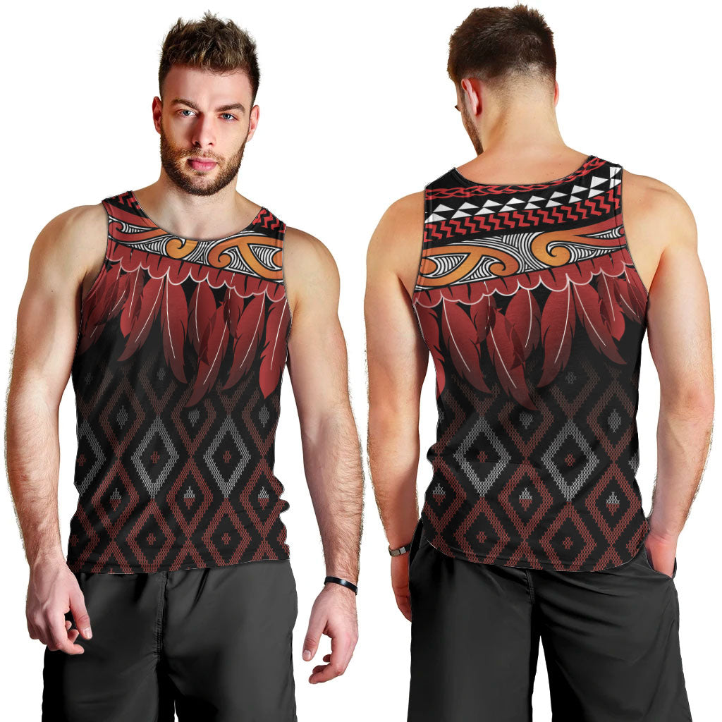 Aotearoa Maori Ngapuhi Iwi Men Tank Top Korowai Tukutuku Kaokao Motifs