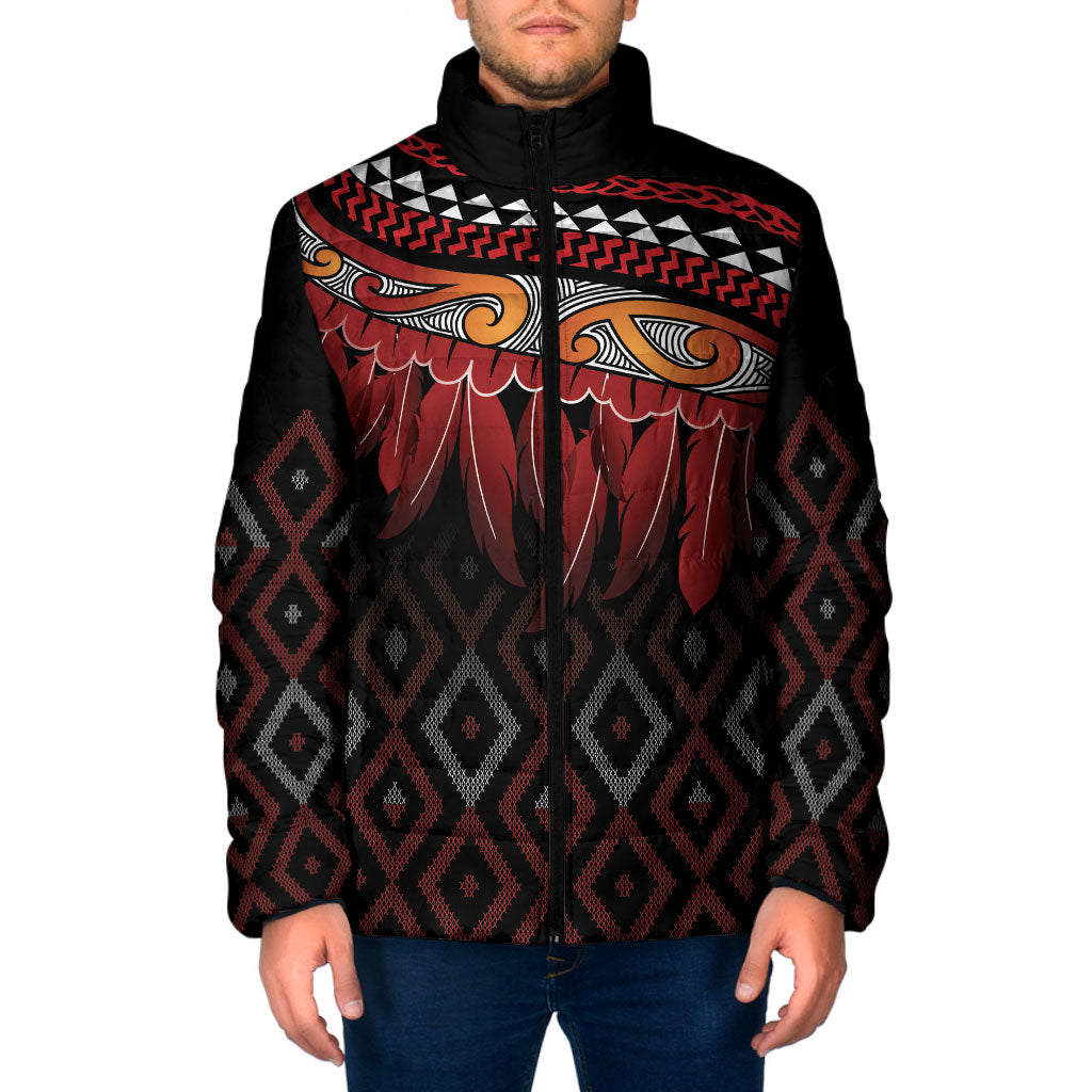 Aotearoa Maori Ngapuhi Iwi Padded Jacket Korowai Tukutuku Kaokao Motifs