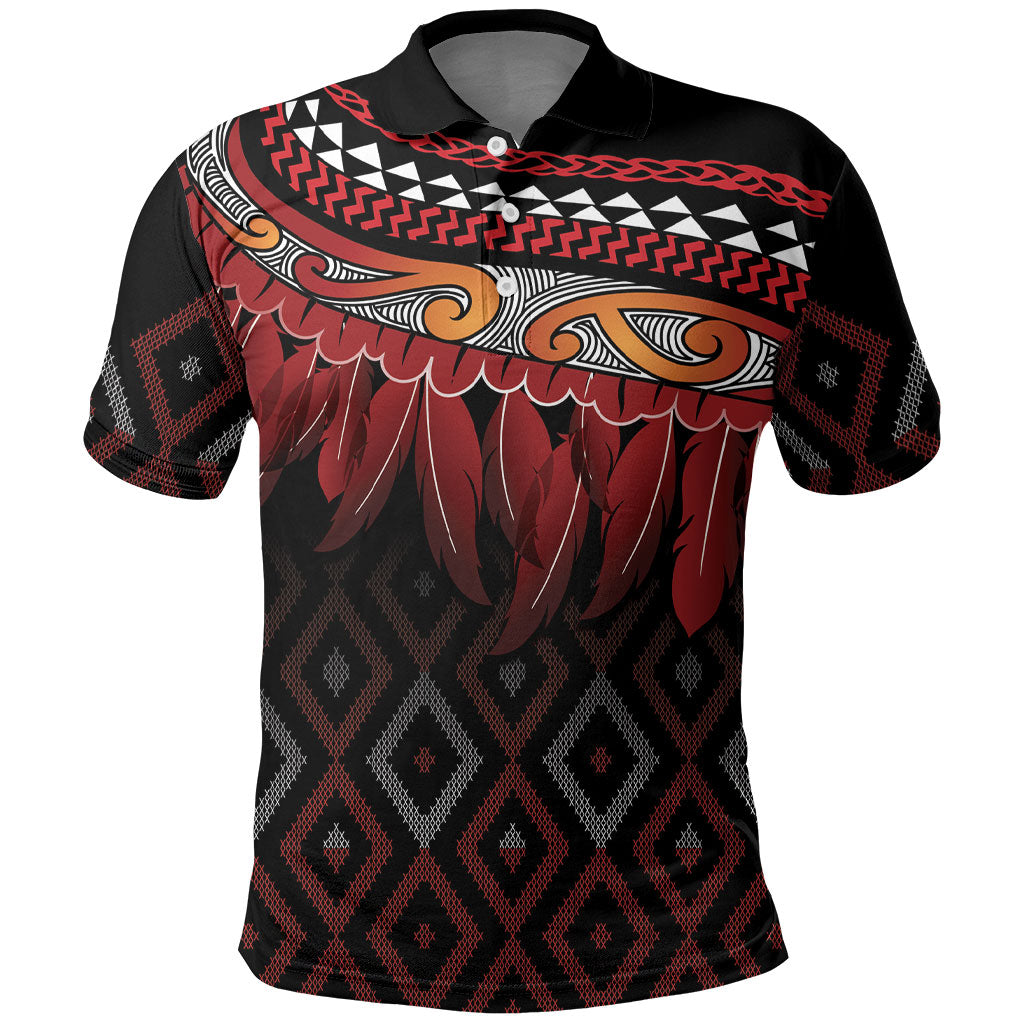 Aotearoa Maori Ngapuhi Iwi Polo Shirt Korowai Tukutuku Kaokao Motifs LT7 Black - Polynesian Pride