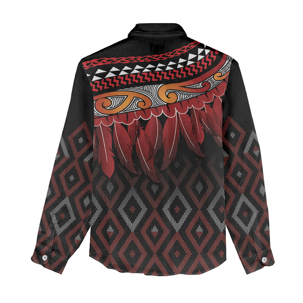 Aotearoa Maori Ngapuhi Iwi Women Casual Shirt Korowai Tukutuku Kaokao Motifs