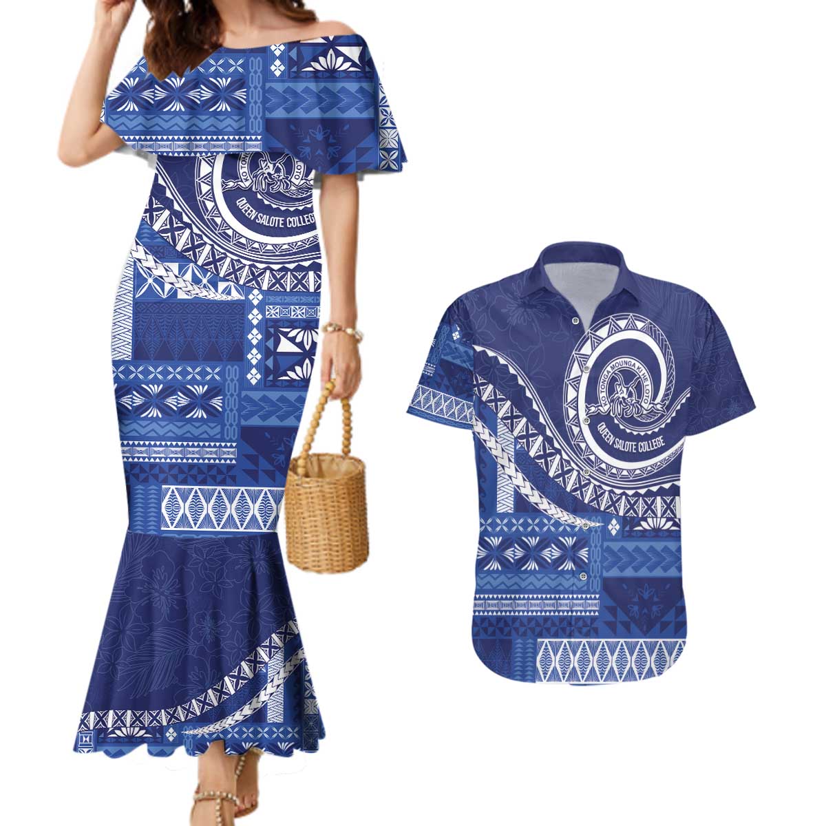 Queen Salote College 100th Anniversary Couples Matching Mermaid Dress and Hawaiian Shirt QSC Royal Girls - Polynesian Pride