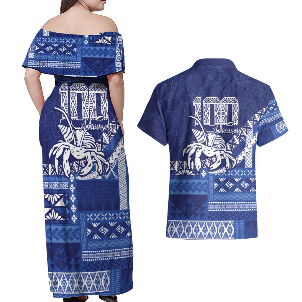 Queen Salote College 100th Anniversary Couples Matching Off Shoulder Maxi Dress and Hawaiian Shirt QSC Royal Girls - Polynesian Pride