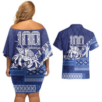 Queen Salote College 100th Anniversary Couples Matching Off Shoulder Short Dress and Hawaiian Shirt QSC Royal Girls - Polynesian Pride