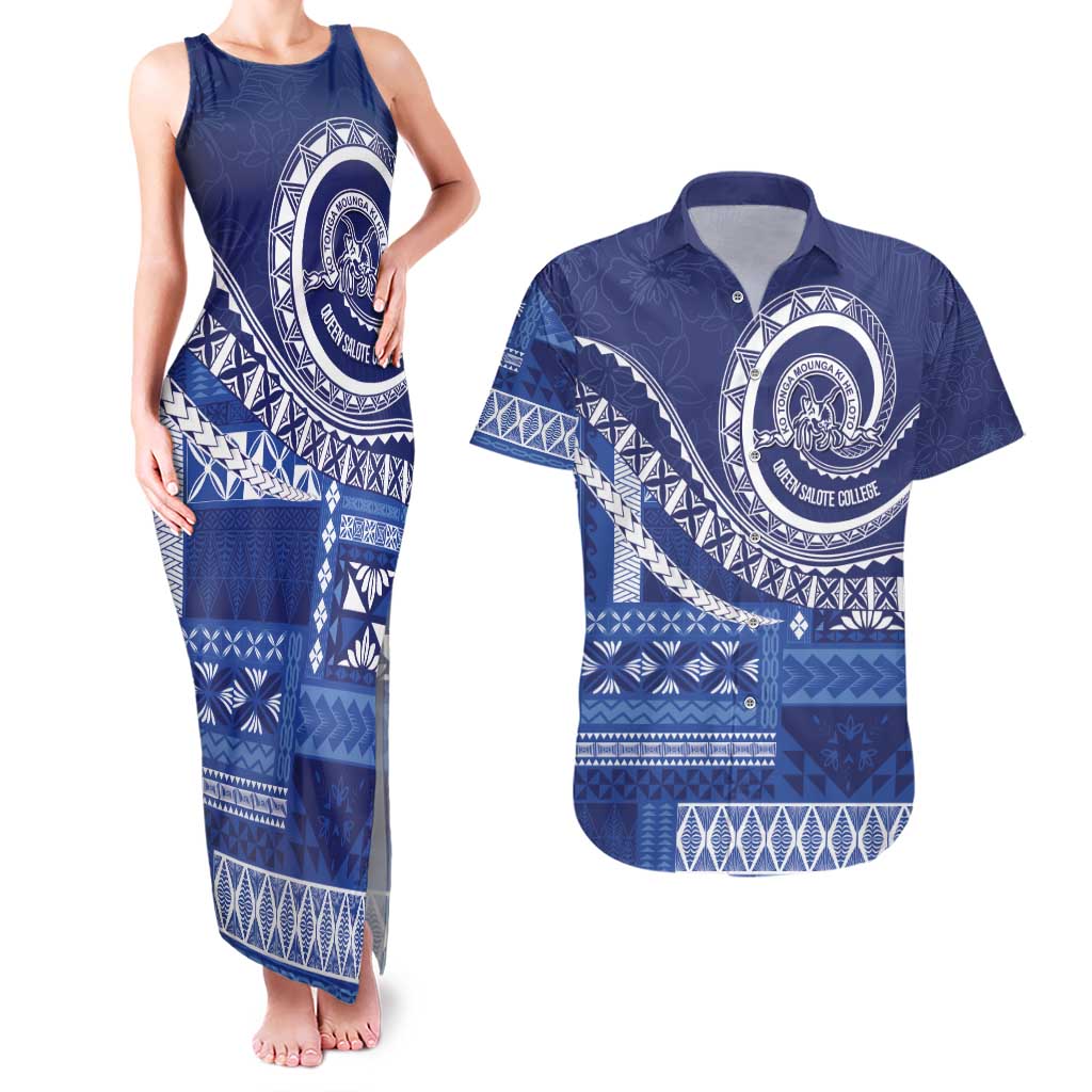 Queen Salote College 100th Anniversary Couples Matching Tank Maxi Dress and Hawaiian Shirt QSC Royal Girls - Polynesian Pride