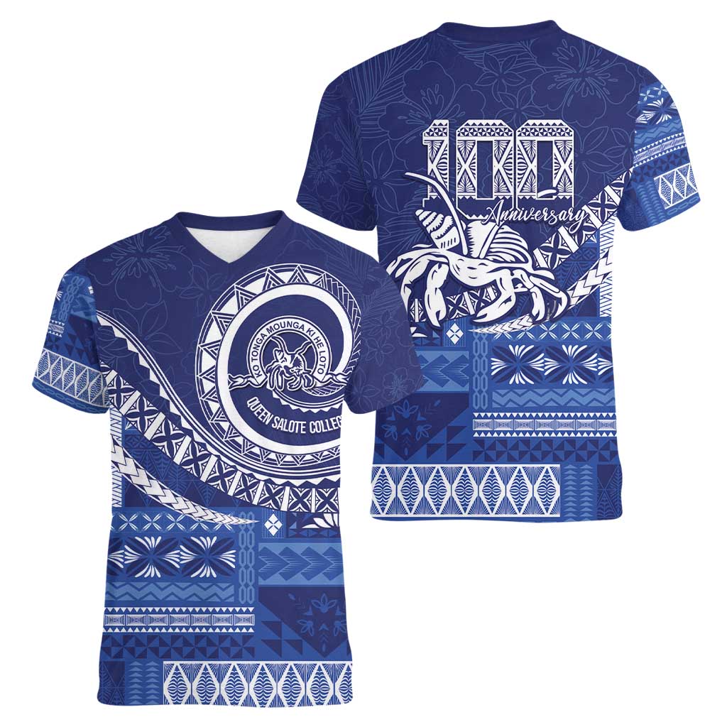 Queen Salote College 100th Anniversary Women V-Neck T-Shirt QSC Royal Girls - Polynesian Pride