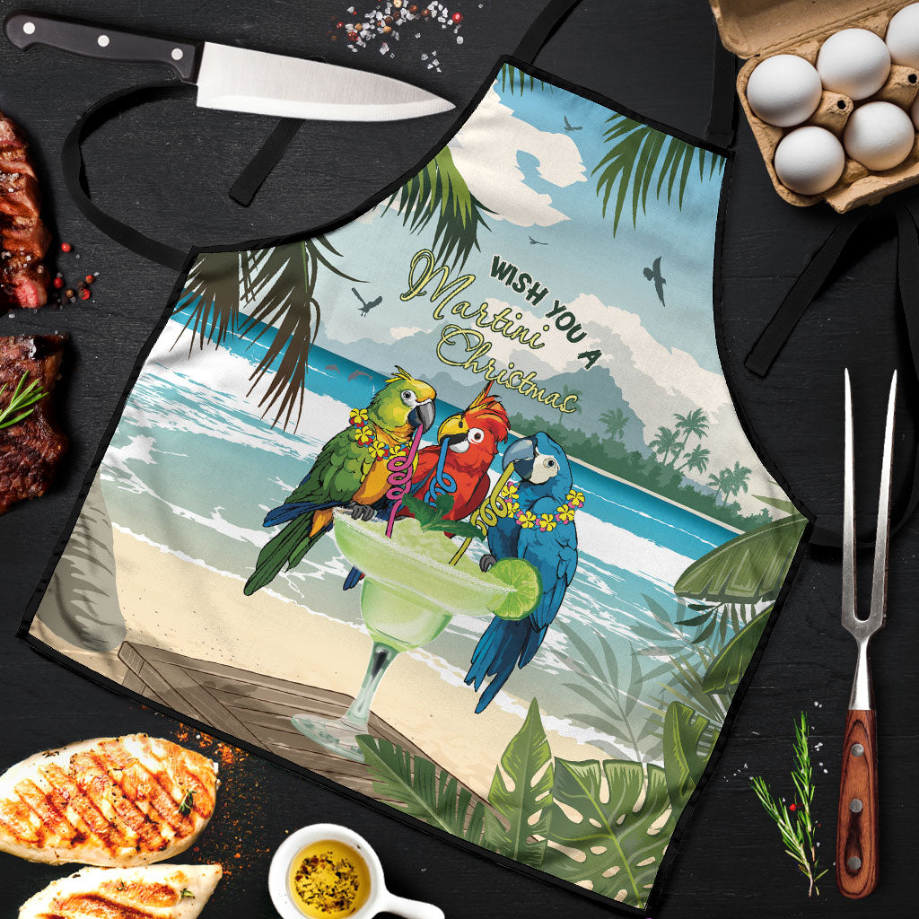 Wish You A Merry Martini Christmas Apron Cocktail Parrot-dise