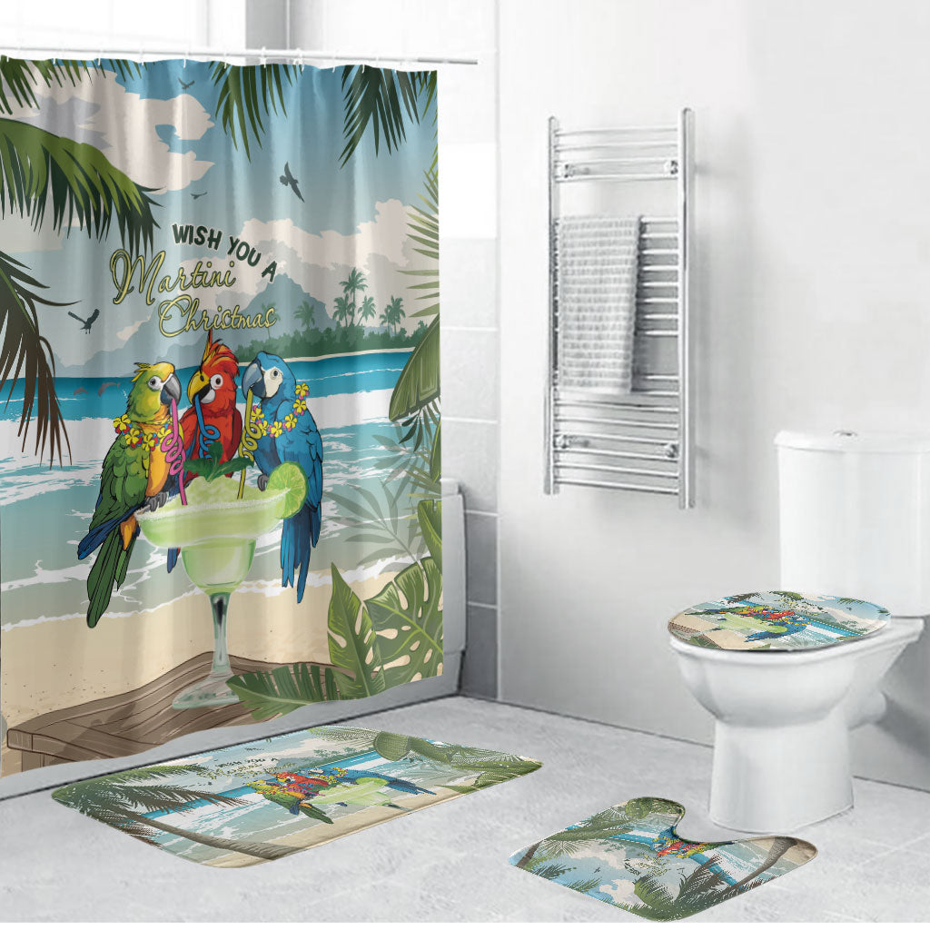 Wish You A Merry Martini Christmas Bathroom Set Cocktail Parrot-dise LT7 Bathroom Set (4 pcs) Multicolor - Polynesian Pride