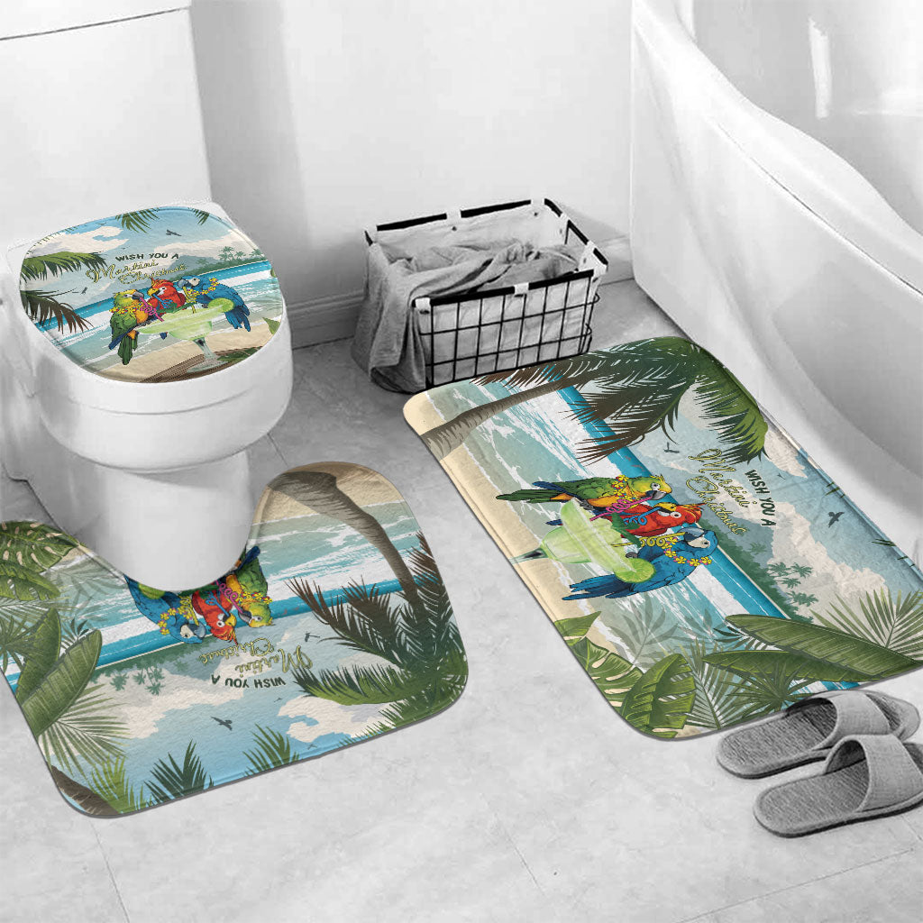 Wish You A Merry Martini Christmas Bathroom Set Cocktail Parrot-dise LT7 Mat Set Only (3 pcs) One Size Multicolor - Polynesian Pride