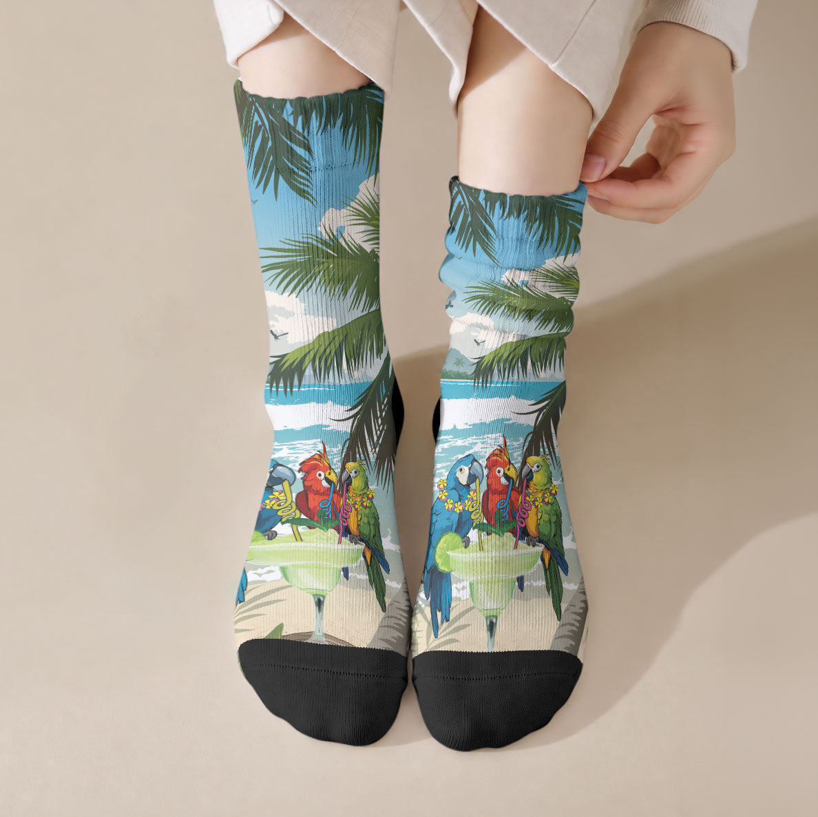 Wish You A Merry Martini Christmas Crew Socks Cocktail Parrot-dise