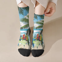 Wish You A Merry Martini Christmas Crew Socks Cocktail Parrot-dise