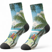 Wish You A Merry Martini Christmas Crew Socks Cocktail Parrot-dise