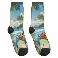 Wish You A Merry Martini Christmas Crew Socks Cocktail Parrot-dise