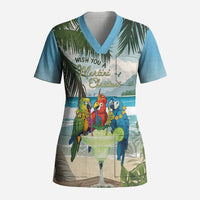 Wish You A Merry Martini Christmas Scrub Top Cocktail Parrot-dise LT7 Adult Multicolor - Polynesian Pride