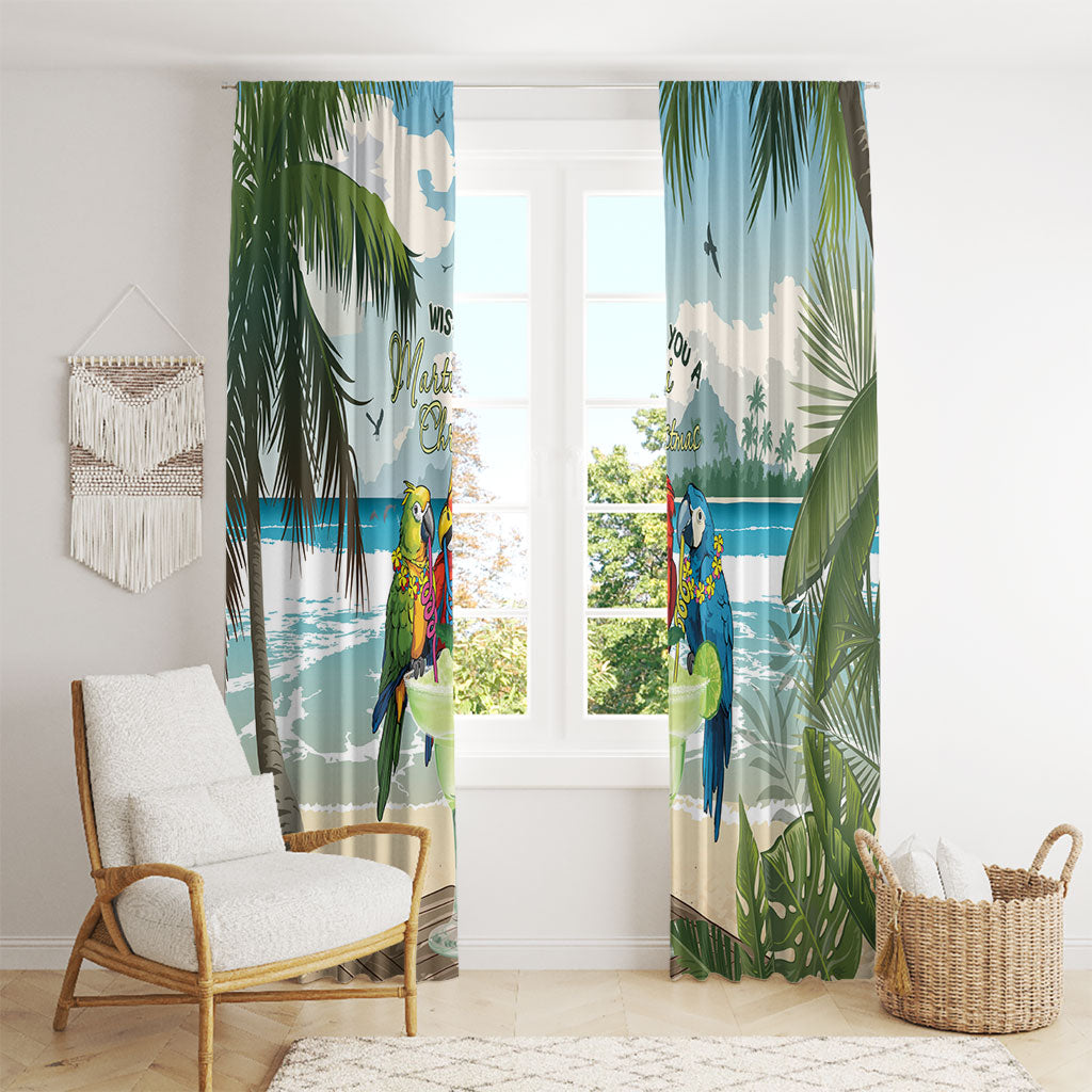 Wish You A Merry Martini Christmas Window Curtain Cocktail Parrot-dise