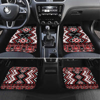 Personalised Taniko Motifs Aotearoa Car Mats Waitangi Kowhaiwhai Kiwi LT7 Set 4pcs Red - Polynesian Pride