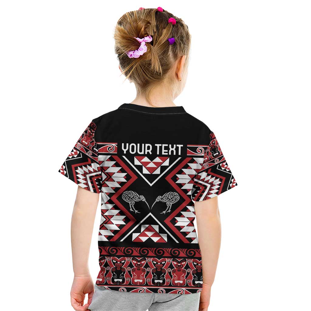 Personalised Taniko Motifs Aotearoa Kid T Shirt Waitangi Kowhaiwhai Kiwi