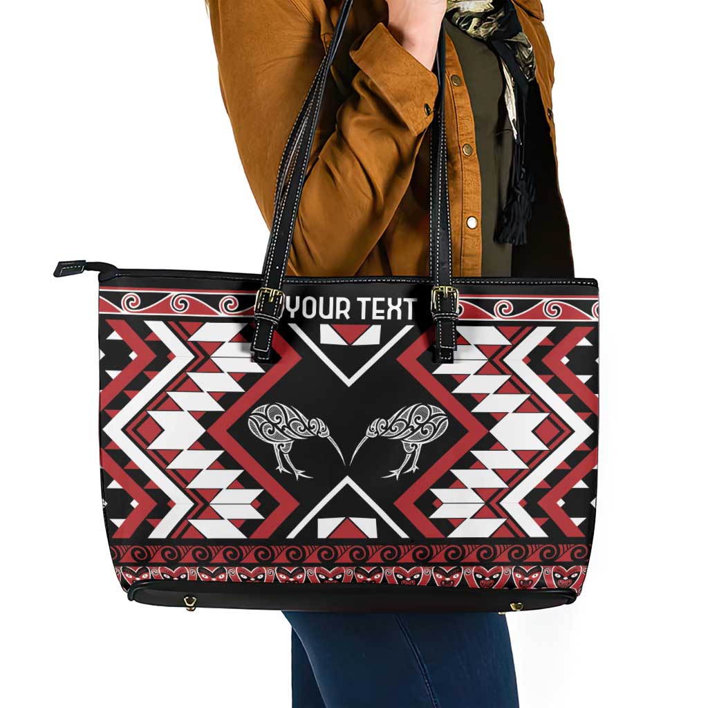 Personalised Taniko Motifs Aotearoa Leather Tote Bag Waitangi Kowhaiwhai Kiwi LT7 - Polynesian Pride