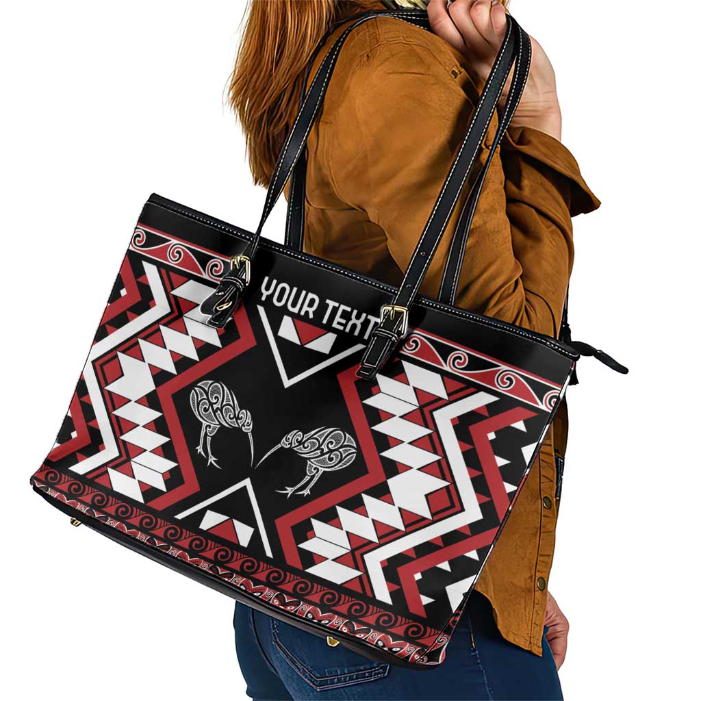 Personalised Taniko Motifs Aotearoa Leather Tote Bag Waitangi Kowhaiwhai Kiwi LT7 - Polynesian Pride