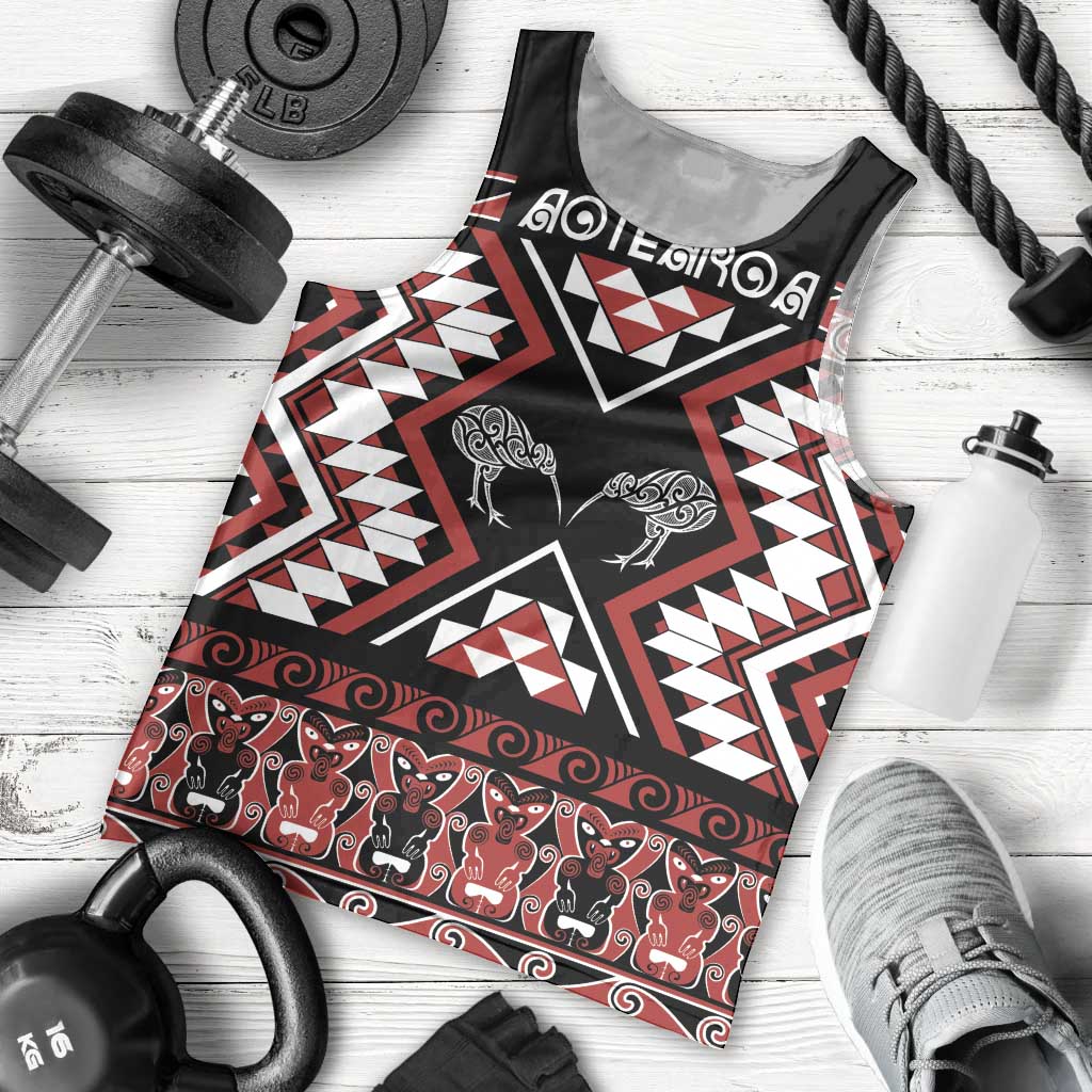 Personalised Taniko Motifs Aotearoa Men Tank Top Waitangi Kowhaiwhai Kiwi LT7 - Polynesian Pride