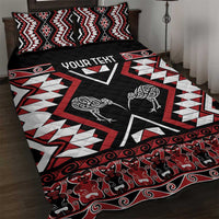 Personalised Taniko Motifs Aotearoa Quilt Bed Set Waitangi Kowhaiwhai Kiwi LT7 Red - Polynesian Pride