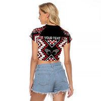 Personalised Taniko Motifs Aotearoa Raglan Cropped T Shirt Waitangi Kowhaiwhai Kiwi LT7 - Polynesian Pride
