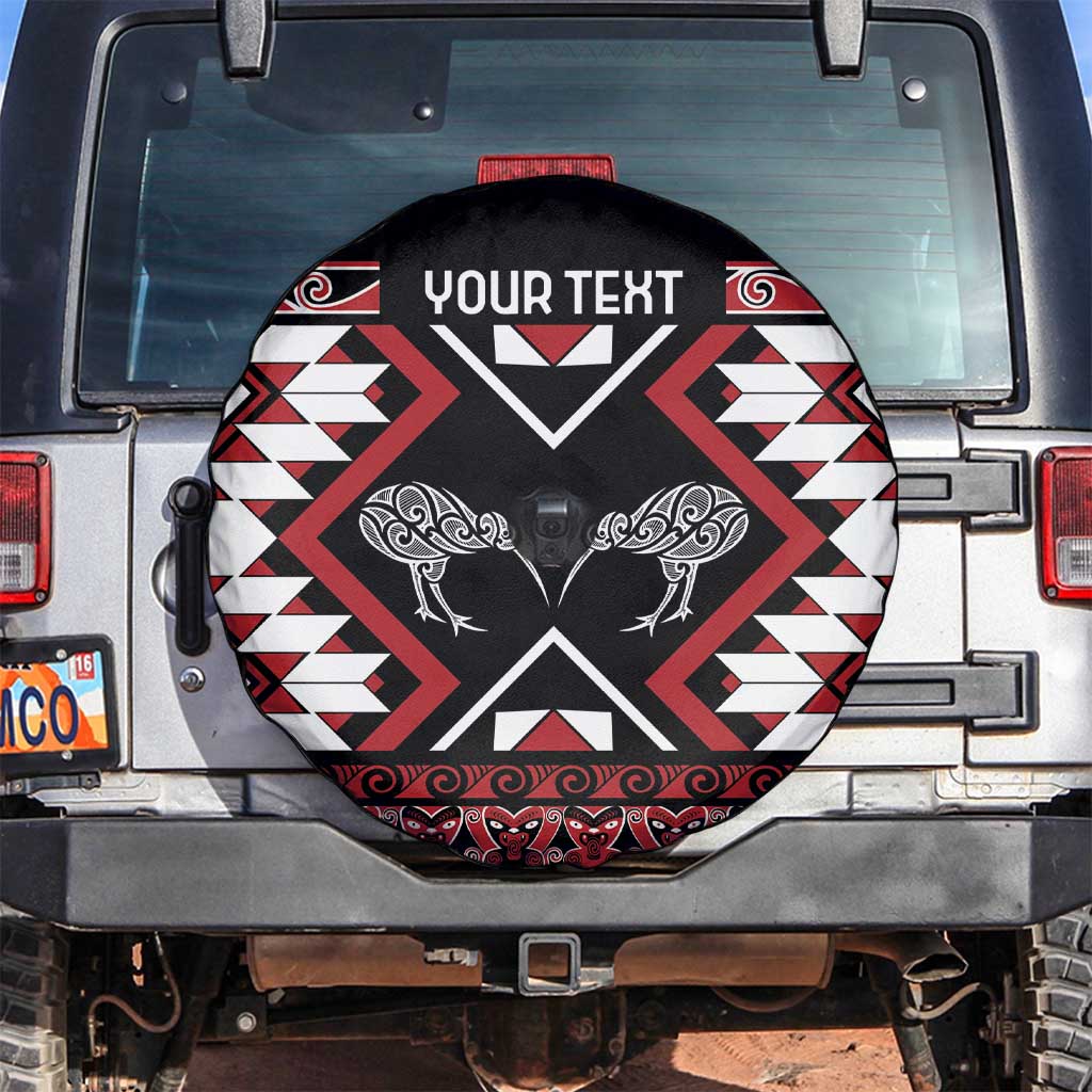 Personalised Taniko Motifs Aotearoa Spare Tire Cover Waitangi Kowhaiwhai Kiwi LT7 Red - Polynesian Pride