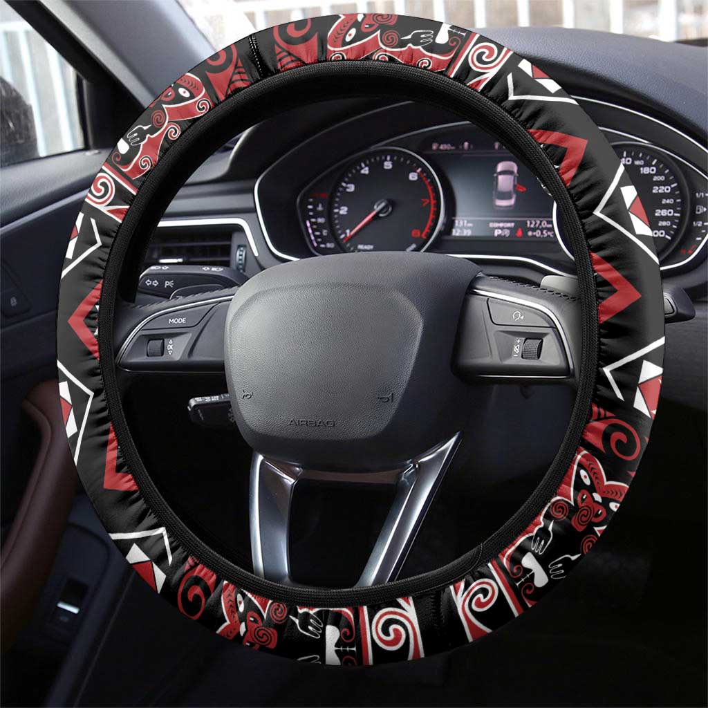 Taniko Motifs Aotearoa Steering Wheel Cover Waitangi Kowhaiwhai Kiwi LT7 - Polynesian Pride