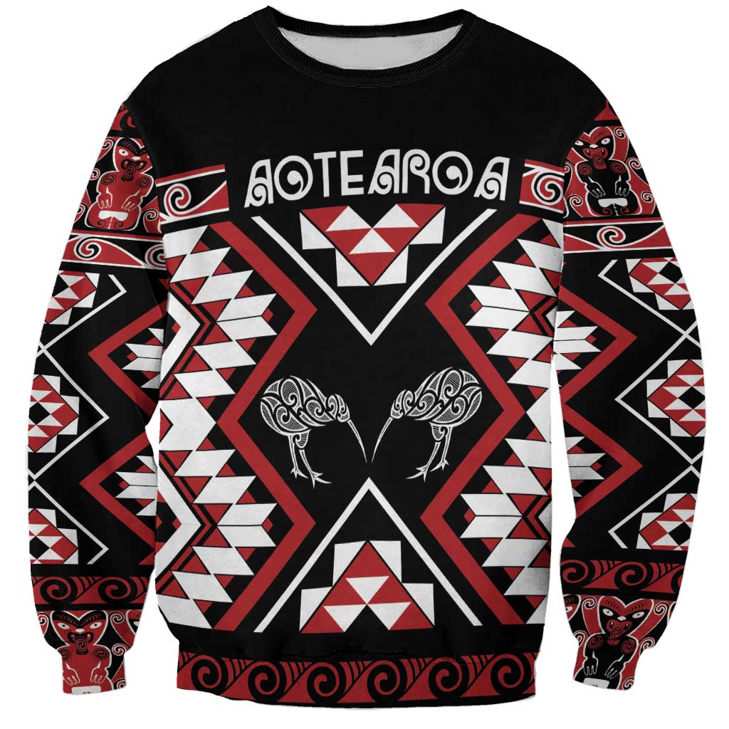 Personalised Taniko Motifs Aotearoa Sweatshirt Waitangi Kowhaiwhai Kiwi