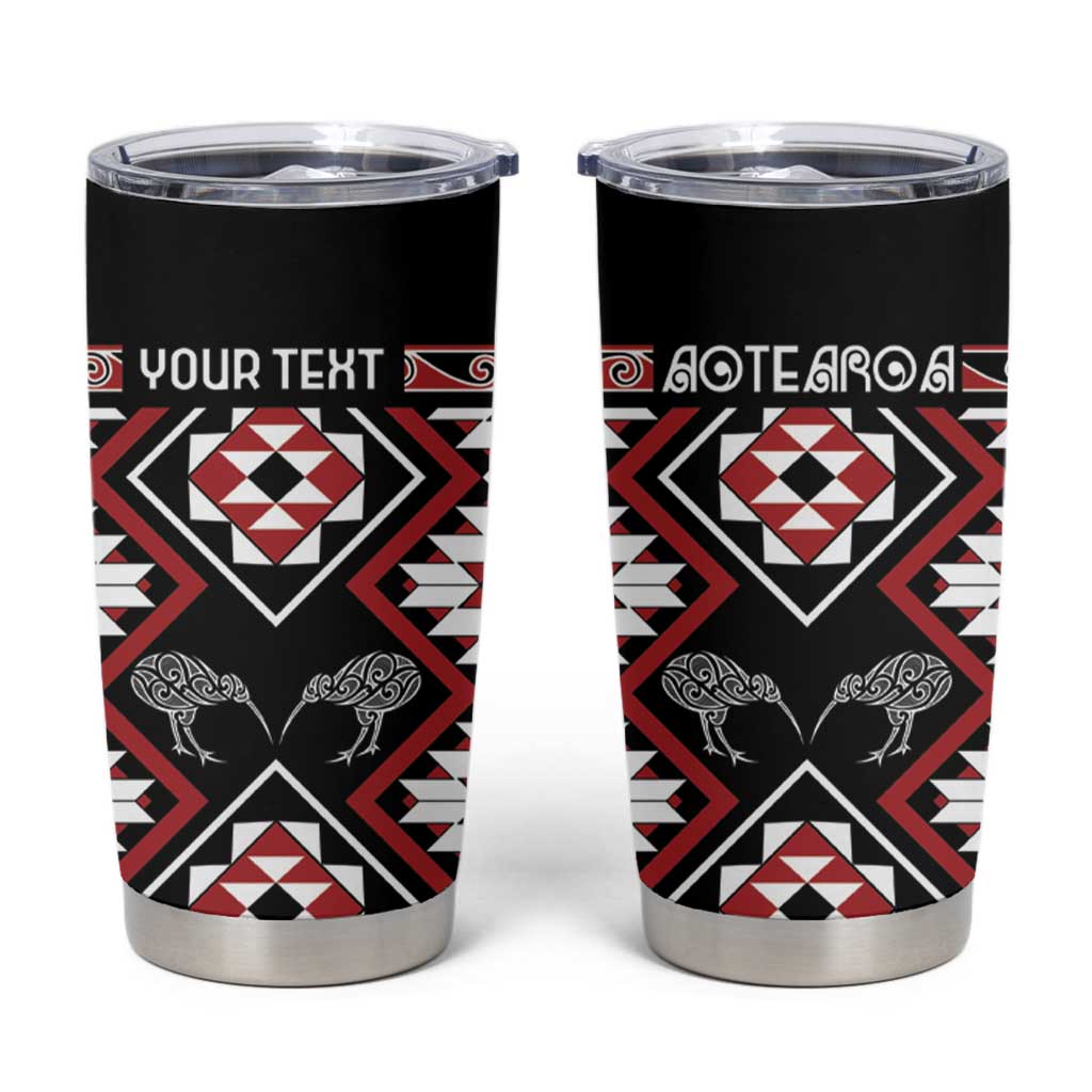Personalised Taniko Motifs Aotearoa Tumbler Cup Waitangi Kowhaiwhai Kiwi LT7 Red - Polynesian Pride