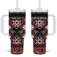 Personalised Taniko Motifs Aotearoa Tumbler With Handle Waitangi Kowhaiwhai Kiwi LT7 One Size: 40 oz Red - Polynesian Pride