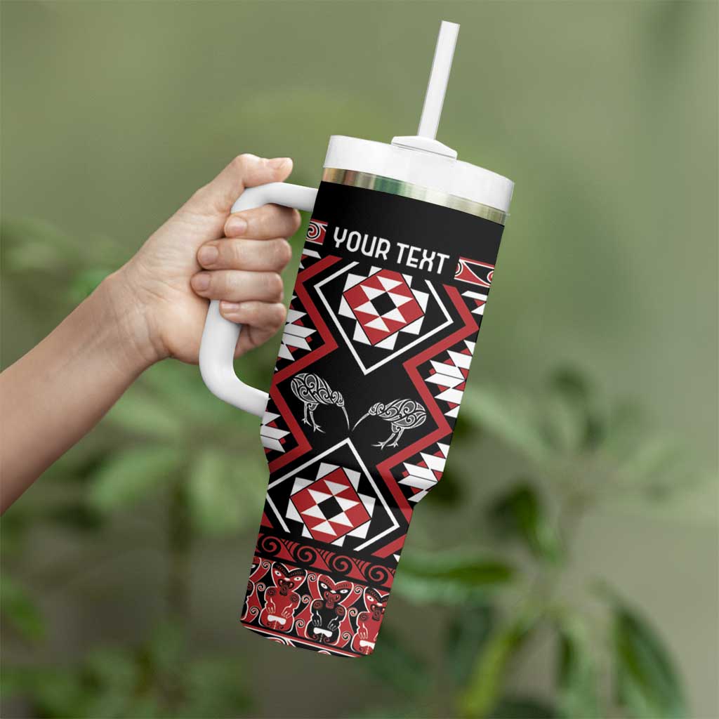Personalised Taniko Motifs Aotearoa Tumbler With Handle Waitangi Kowhaiwhai Kiwi LT7 - Polynesian Pride