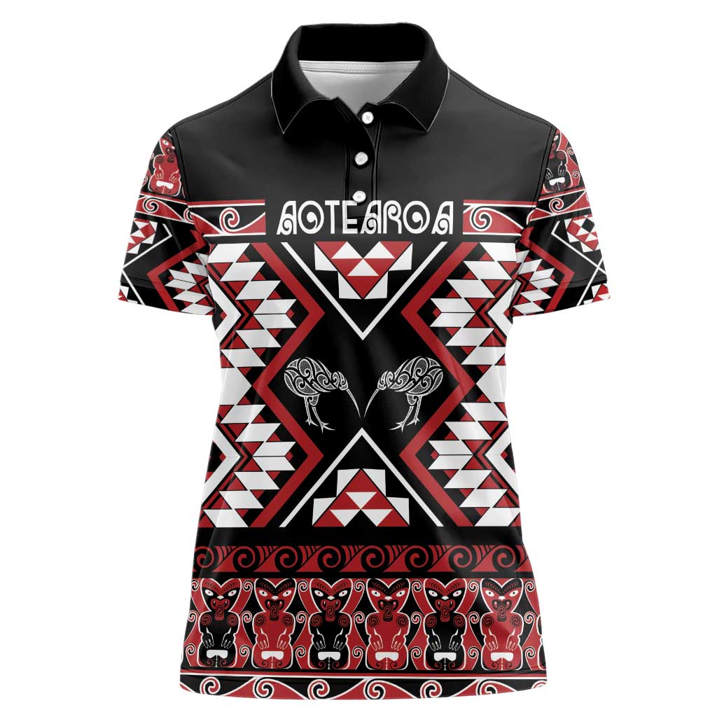 Personalised Taniko Motifs Aotearoa Women Polo Shirt Waitangi Kowhaiwhai Kiwi