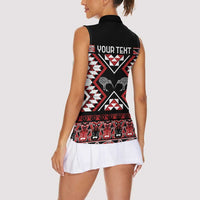 Personalised Taniko Motifs Aotearoa Women Sleeveless Polo Shirt Waitangi Kowhaiwhai Kiwi LT7 - Polynesian Pride