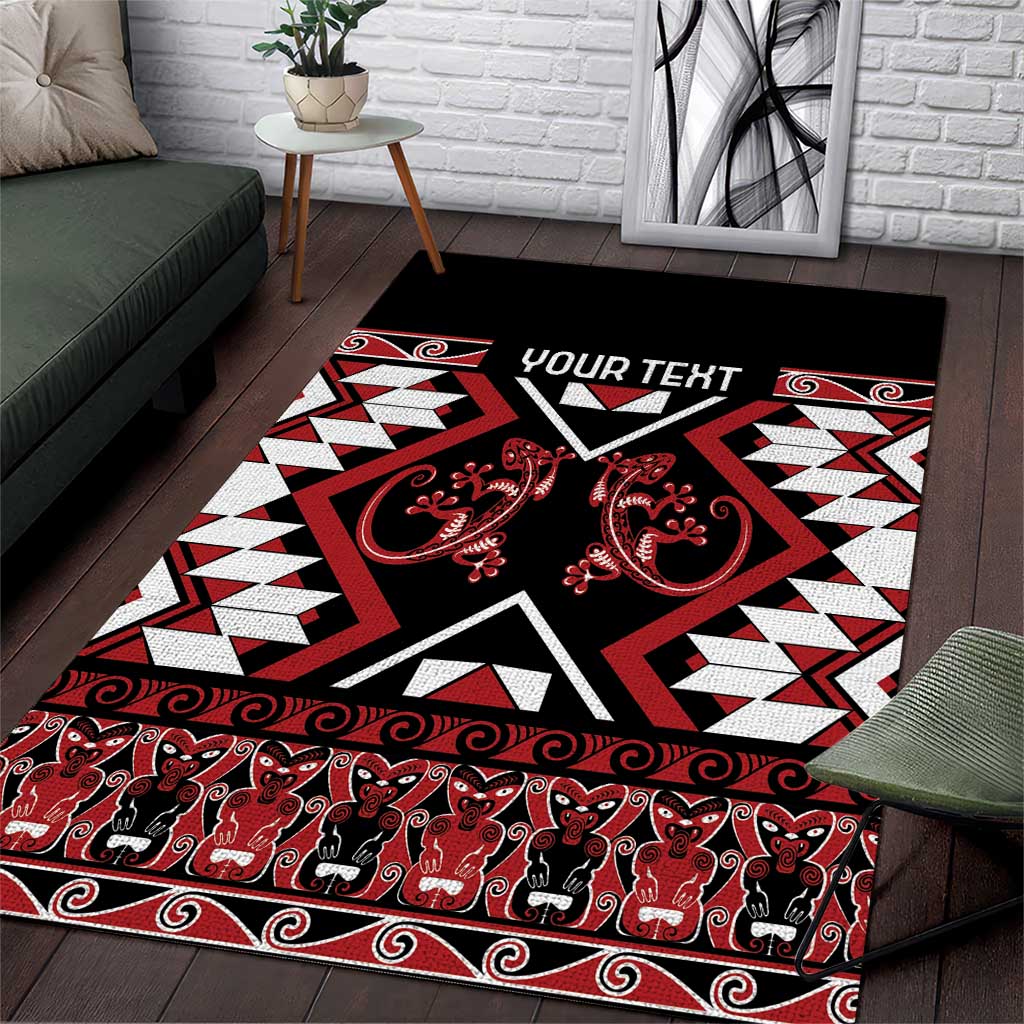 Personalised Aotearoa Waitangi Area Rug Taniko Motifs - Mania Gecko