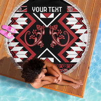 Personalised Aotearoa Waitangi Beach Blanket Taniko Motifs - Mania Gecko LT7 - Polynesian Pride