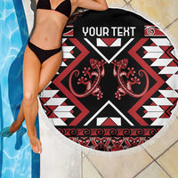 Personalised Aotearoa Waitangi Beach Blanket Taniko Motifs - Mania Gecko LT7 - Polynesian Pride