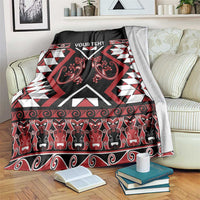 Personalised Aotearoa Waitangi Blanket Taniko Motifs - Mania Gecko LT7 Red - Polynesian Pride