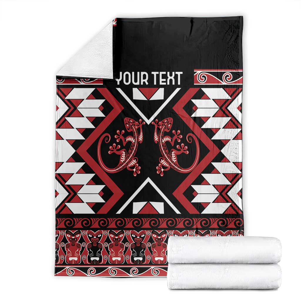 Personalised Aotearoa Waitangi Blanket Taniko Motifs - Mania Gecko LT7 - Polynesian Pride