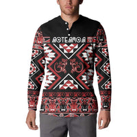 Personalised Aotearoa Waitangi Button Sweatshirt Taniko Motifs - Mania Gecko LT7 - Polynesian Pride