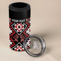 Personalised Aotearoa Waitangi 4 in 1 Can Cooler Tumbler Taniko Motifs - Mania Gecko LT7 - Polynesian Pride