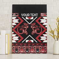Personalised Aotearoa Waitangi Canvas Wall Art Taniko Motifs - Mania Gecko LT7 Without Frame Red - Polynesian Pride