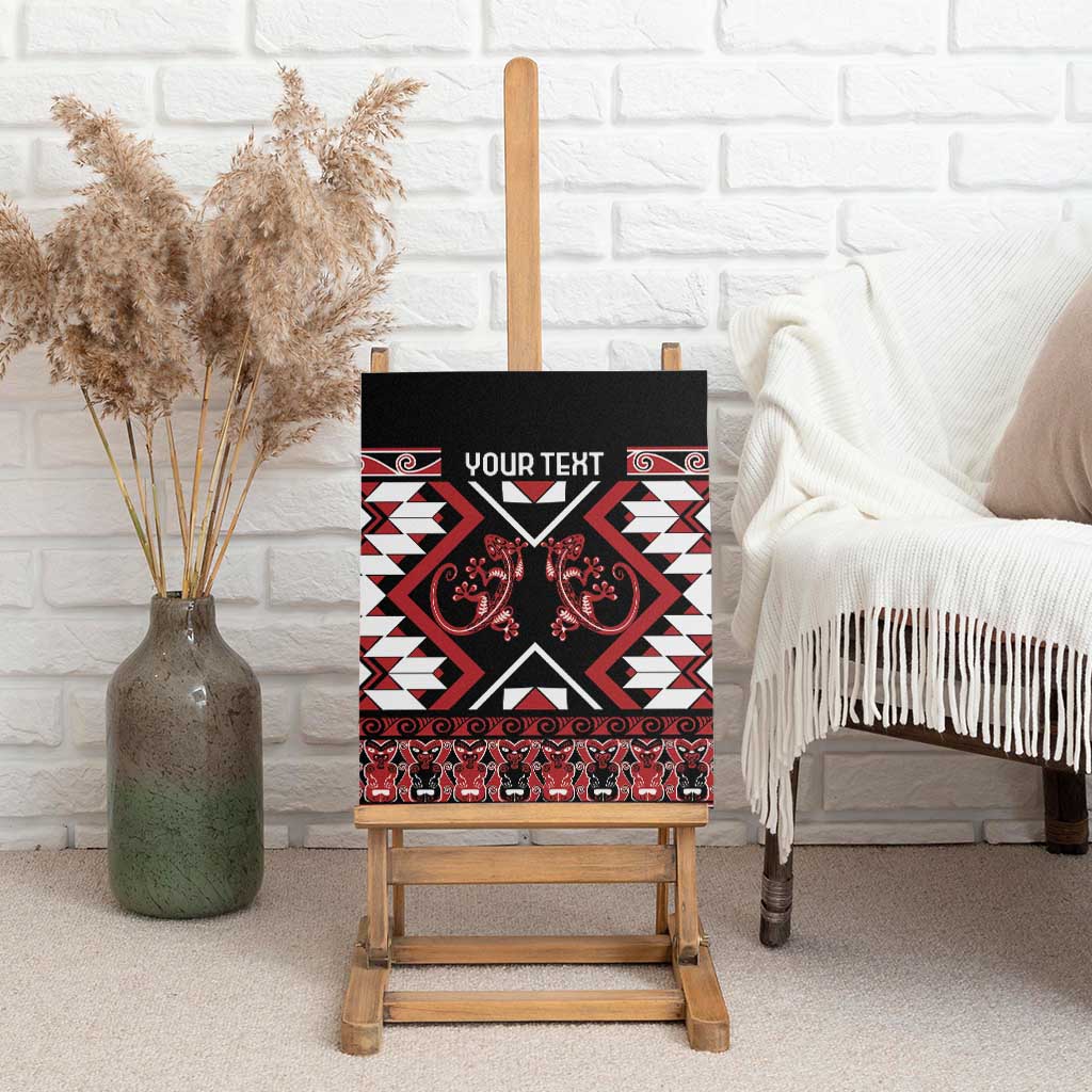 Personalised Aotearoa Waitangi Canvas Wall Art Taniko Motifs - Mania Gecko LT7 - Polynesian Pride
