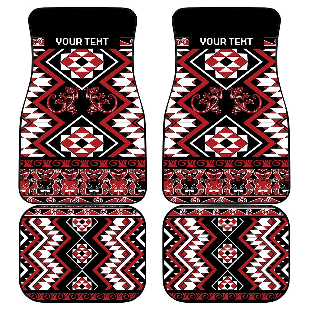 Personalised Aotearoa Waitangi Car Mats Taniko Motifs - Mania Gecko LT7 - Polynesian Pride