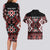 Personalised Aotearoa Waitangi Couples Matching Long Sleeve Bodycon Dress and Hawaiian Shirt Taniko Motifs - Mania Gecko