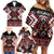 Personalised Aotearoa Waitangi Family Matching Off Shoulder Short Dress and Hawaiian Shirt Taniko Motifs - Mania Gecko