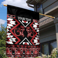 Personalised Aotearoa Waitangi Garden Flag Taniko Motifs - Mania Gecko LT7 - Polynesian Pride
